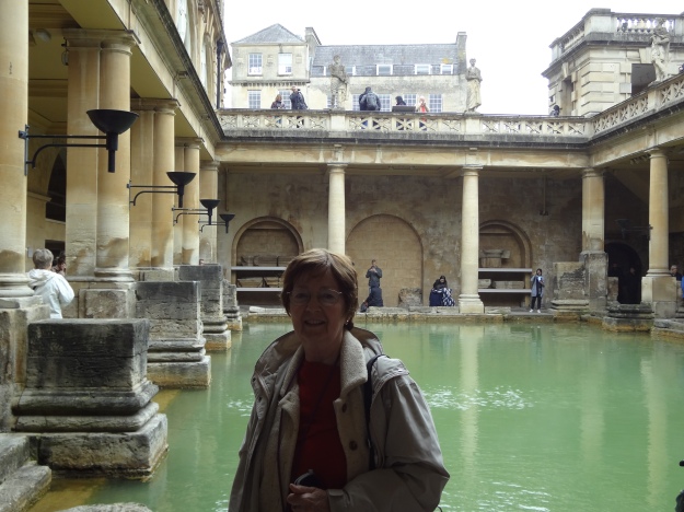 Here I am at the 2000-year-old Roman spa in Bath, England.
